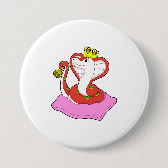 Snake as King with Crown Button (Front)