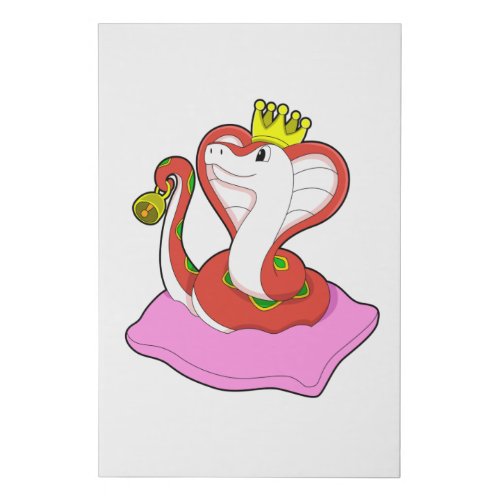 Snake as King with Crown Faux Canvas Print