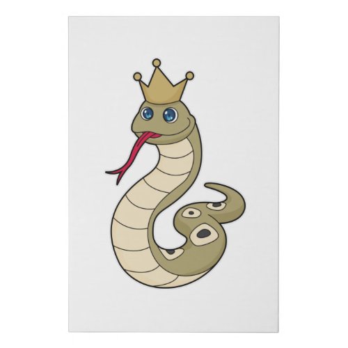Snake as King with Crown Faux Canvas Print