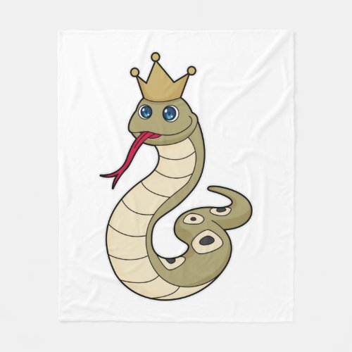 Snake as King with Crown Fleece Blanket