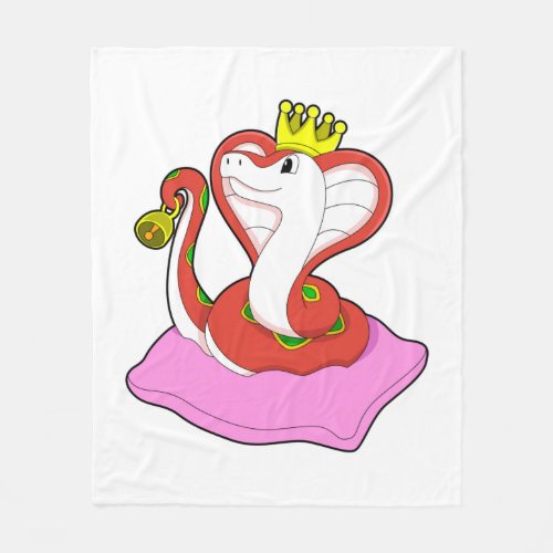 Snake as King with Crown Fleece Blanket