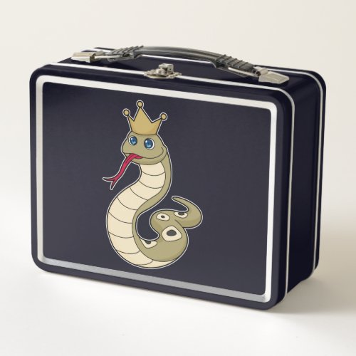 Snake as King with Crown Metal Lunch Box