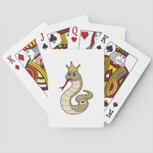 Snake as King with Crown Poker Cards