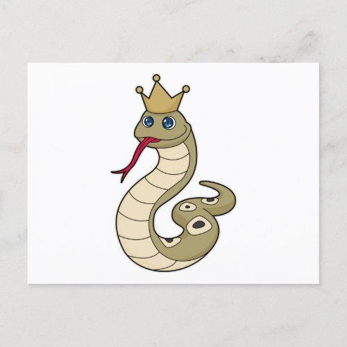 Snake as King with Crown Postcard