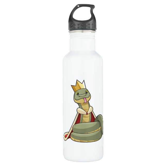 Snake as King with Crown Stainless Steel Water Bottle (Front)
