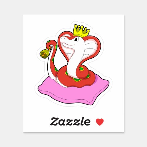 Snake as King with Crown Sticker