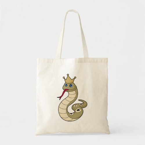 Snake as King with Crown Tote Bag