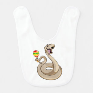 Snake as Musician with Maracas Baby Bib