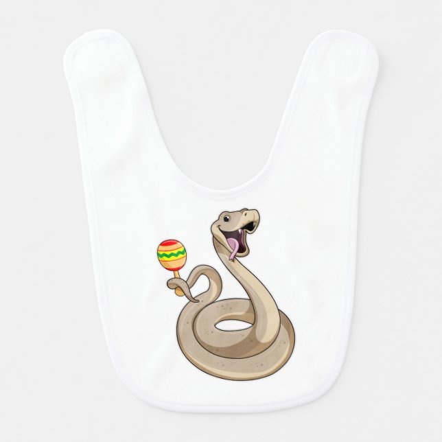 Snake as Musician with Maracas Baby Bib (Front)