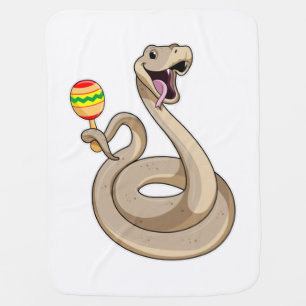 Snake as Musician with Maracas Baby Blanket