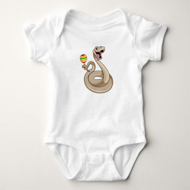 Snake as Musician with Maracas Baby Bodysuit (Front)