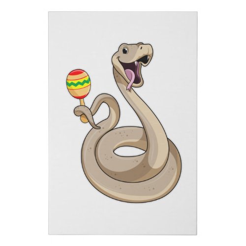 Snake as Musician with Maracas Faux Canvas Print