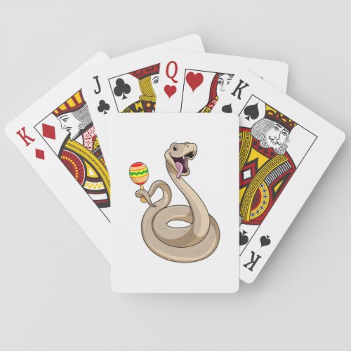 Snake as Musician with Maracas Playing Cards