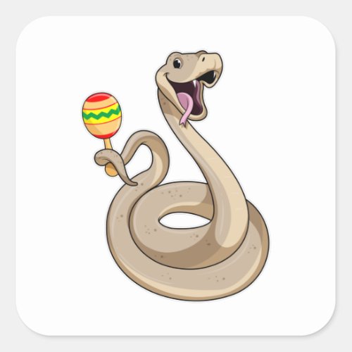 Snake as Musician with Maracas Square Sticker