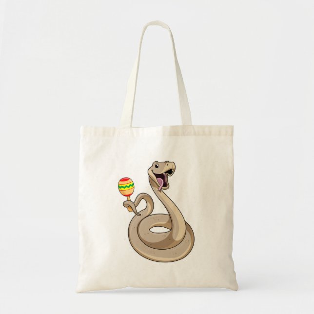 Snake as Musician with Maracas Tote Bag (Front)
