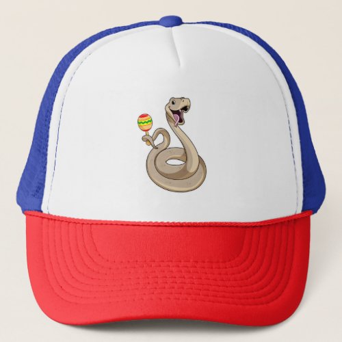 Snake as Musician with Maracas Trucker Hat