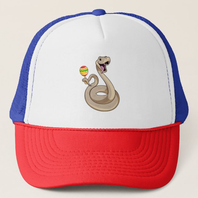 Snake as Musician with Maracas Trucker Hat (Front)