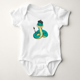 Snake as Painter with Paint brush Baby Bodysuit