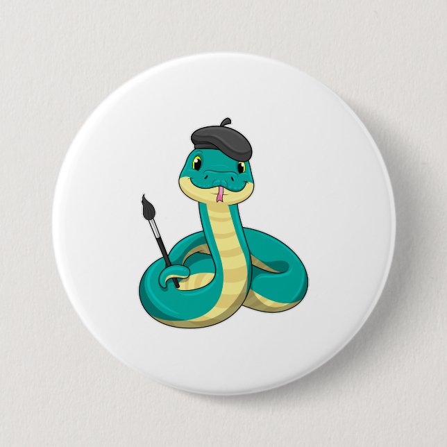 Snake as Painter with Paint brush Button (Front)