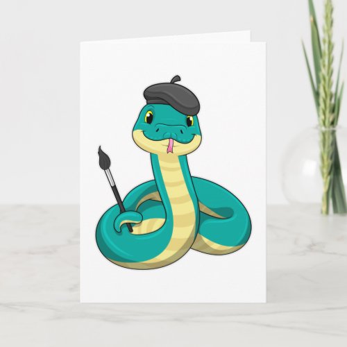 Snake as Painter with Paint brush Card