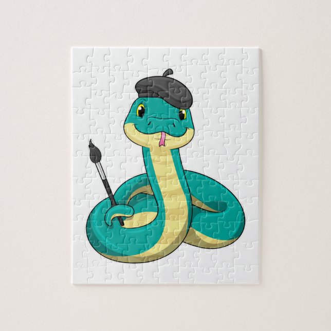 Snake as Painter with Paint brush Jigsaw Puzzle (Vertical)