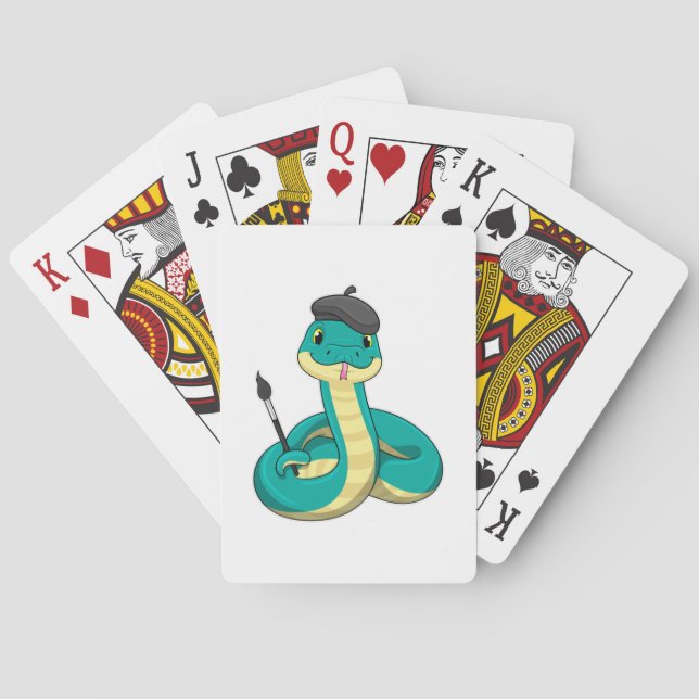 Snake as Painter with Paint brush Poker Cards (Back)