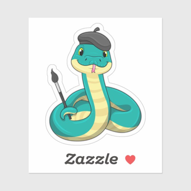 Snake as Painter with Paint brush Sticker (Sheet)