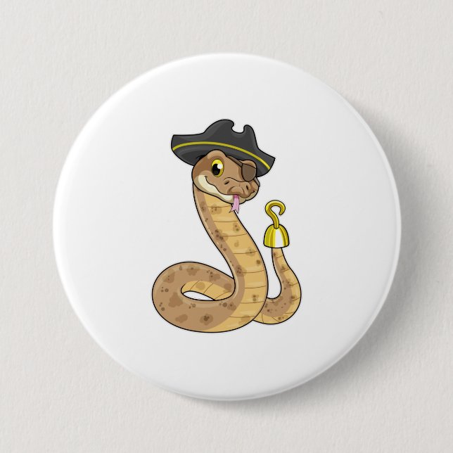 Snake as Pirate with Hook hand & Eye patch Button (Front)