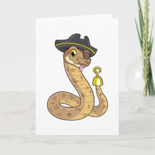 Snake as Pirate with Hook hand  Eye patch Card