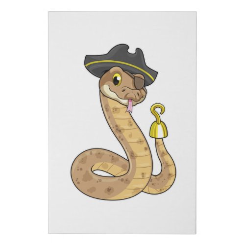 Snake as Pirate with Hook hand  Eye patch Faux Canvas Print