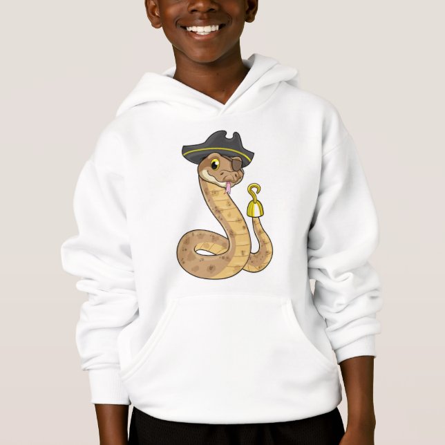 Snake as Pirate with Hook hand & Eye patch Hoodie (Front)