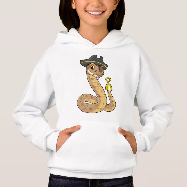 Snake as Pirate with Hook hand & Eye patch Hoodie (Front)