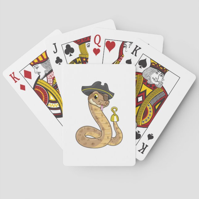 Snake as Pirate with Hook hand & Eye patch Poker Cards (Back)