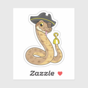 Snake as Pirate with Hook hand & Eye patch Sticker