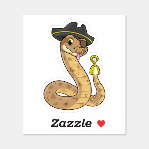 Snake as Pirate with Hook hand  Eye patch Sticker