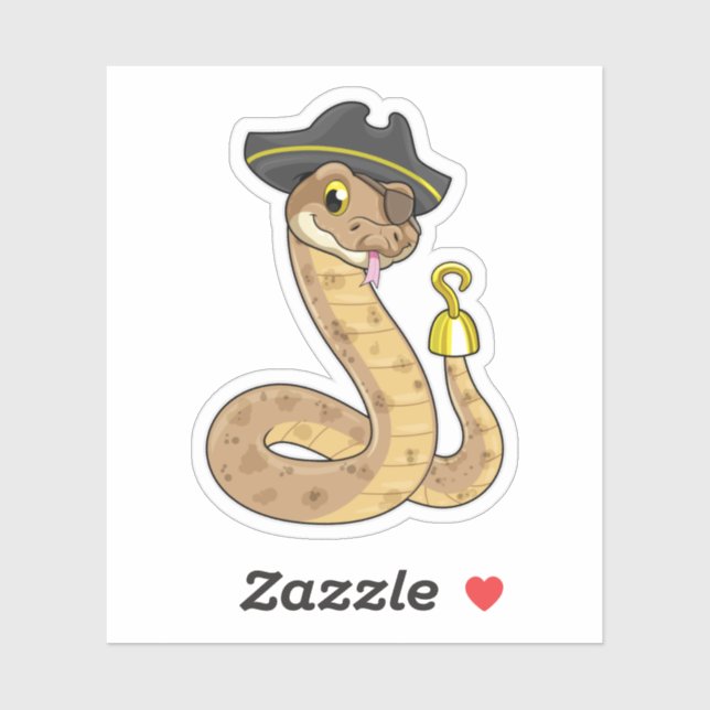 Snake as Pirate with Hook hand & Eye patch Sticker (Sheet)