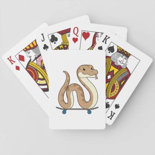 Snake as Skater with Skateboard Poker Cards