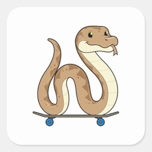 Snake as Skater with Skateboard Square Sticker