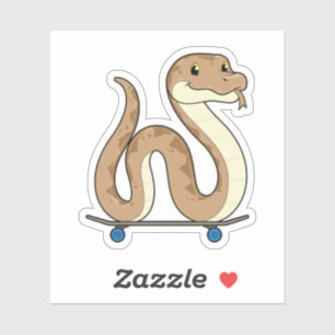 Snake as Skater with Skateboard Sticker