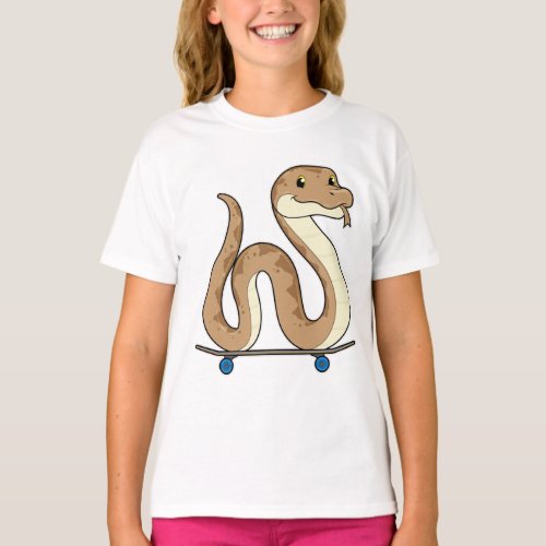 Snake as Skater with Skateboard T_Shirt