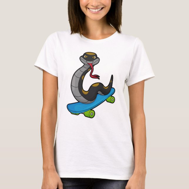 Snake as Skater with Skateboard T-Shirt (Front)