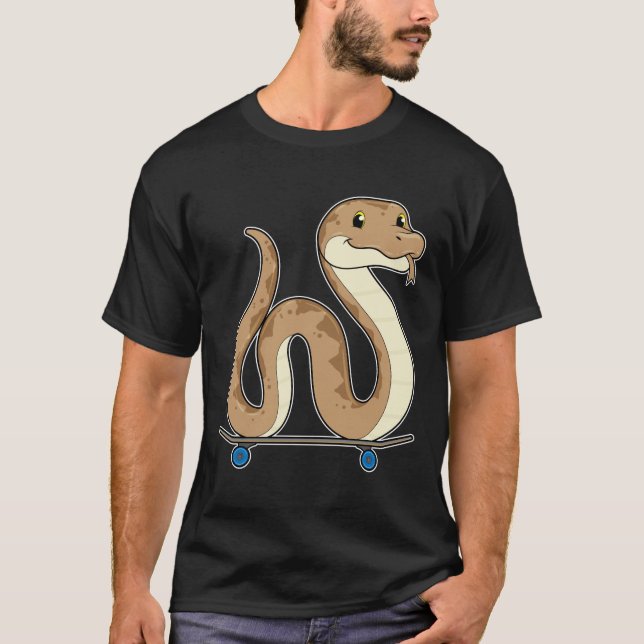 Snake as Skater with Skateboard T-Shirt (Front)