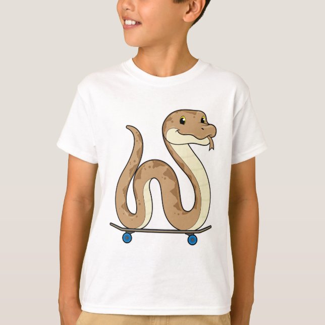 Snake as Skater with Skateboard T-Shirt (Front)
