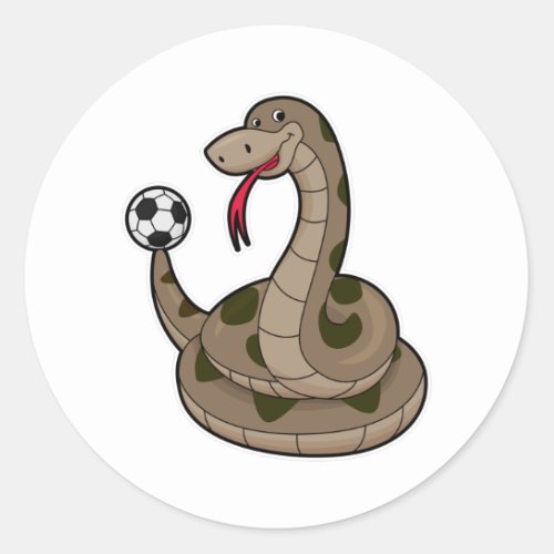 Snake as Soccer player with Soccer ball Classic Round Sticker