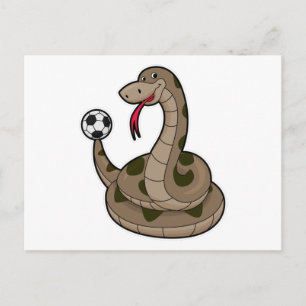 Snake as Soccer player with Soccer ball Postcard