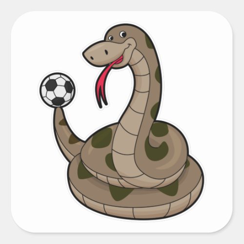 Snake as Soccer player with Soccer ball Square Sticker