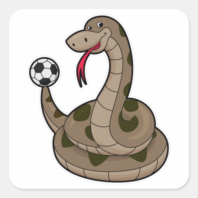 Snake as Soccer player with Soccer ball Square Sticker (Front)