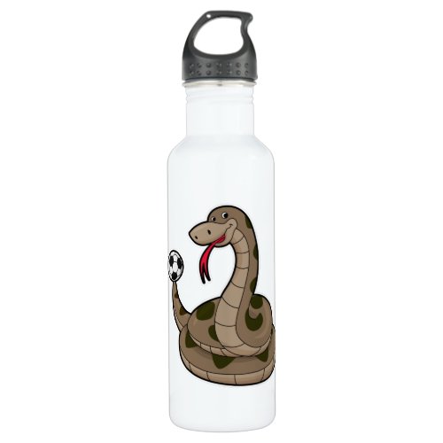 Snake as Soccer player with Soccer ball Stainless Steel Water Bottle