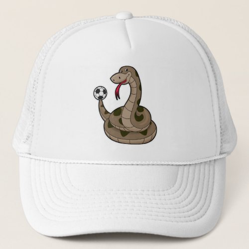 Snake as Soccer player with Soccer ball Trucker Hat