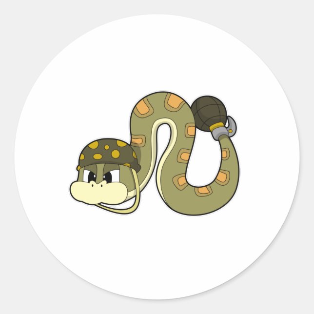 Snake as Soldier with Weapon Classic Round Sticker (Front)
